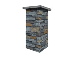 C143-BRECKENRIDGE Deep Wide Stacked Stone Column W...