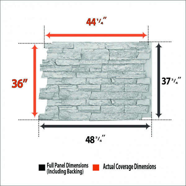 141-36-BRIGHTON Faux Wide Stacked Stone Wall Panels - 36"H
